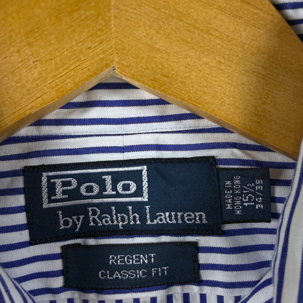Polo Ralph Lauren Regent Classic Fit Shirt Men 15.5 34/35 Blue Striped Cotton - Picture 4 of 9